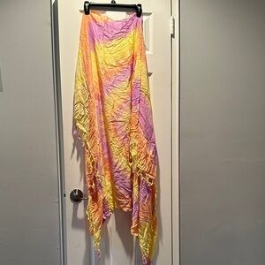 Asymmetrical Tie-Dye Swim Cover-Up